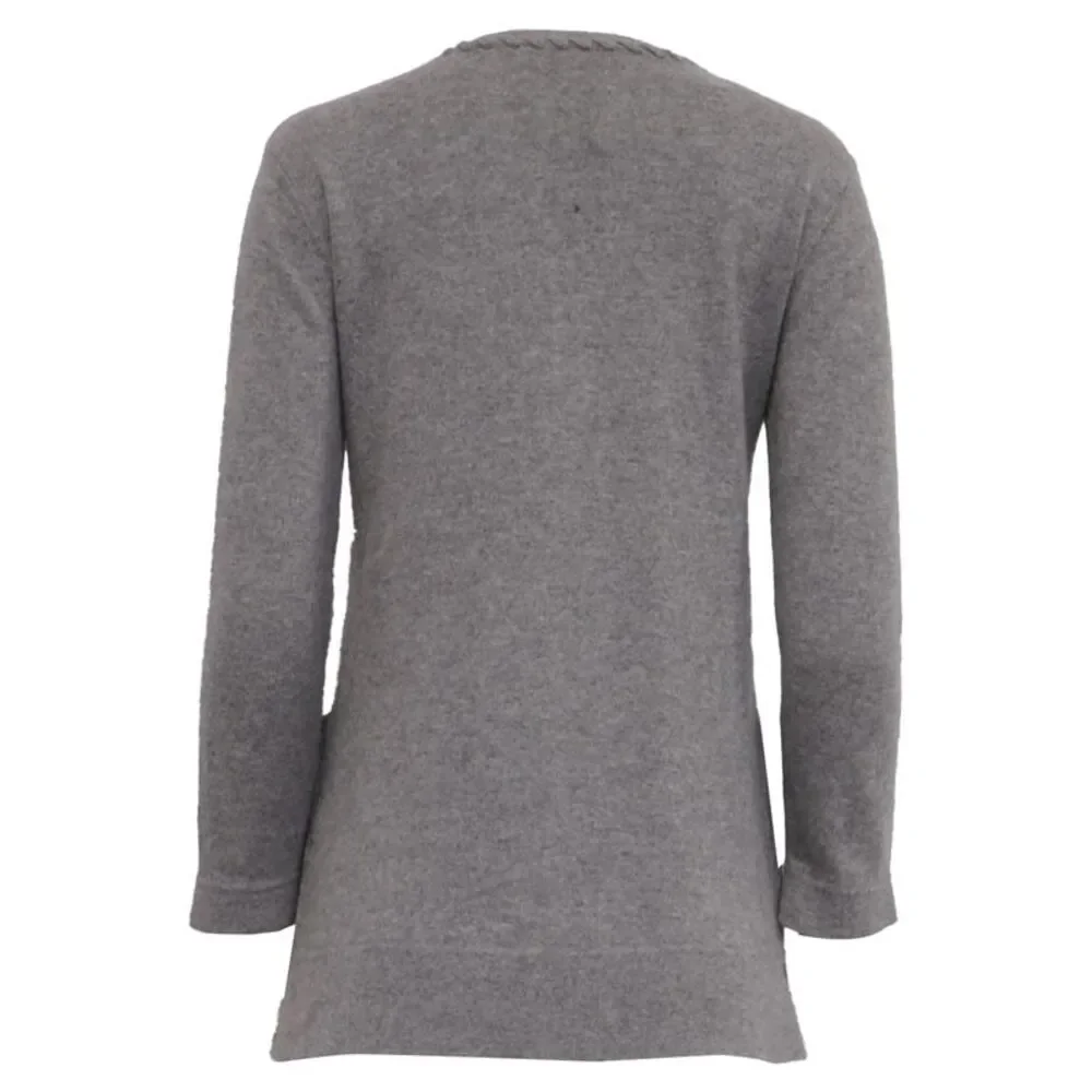 Tory Burch Sayre Sweater with Pockets in Grey Cashmere